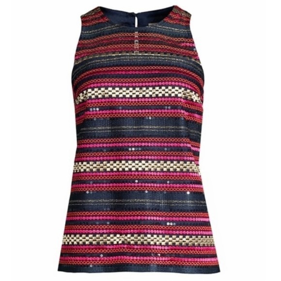 Trina Turk Purple Pink Sleeveless Sequin Top 💕 Size 2 - Picture 2 of 9